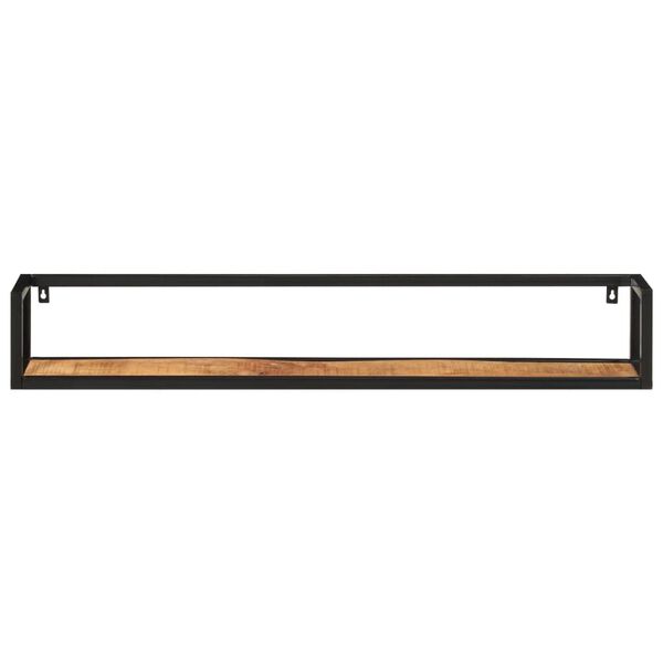 vidaXL Wall Shelf Set of 2 Natural wood, Black Solid mango wood, Iron
