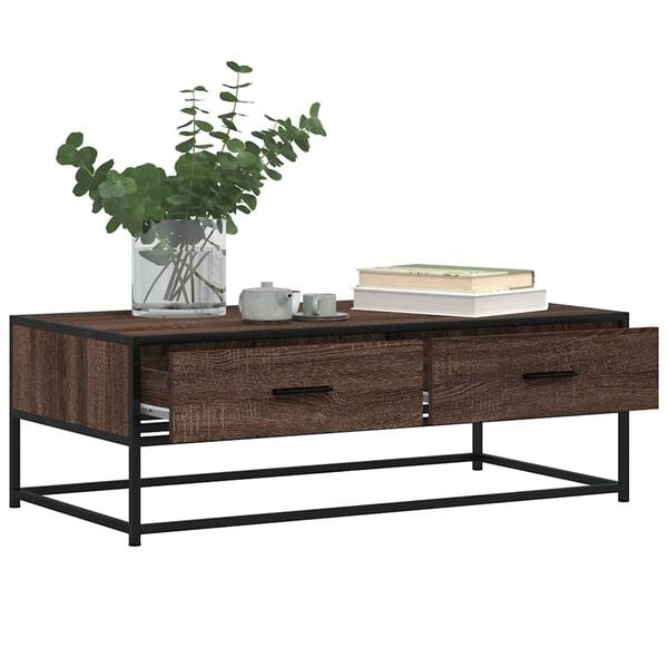 vidaXL Coffee Table Brown Oak Engineered Wood and Metal