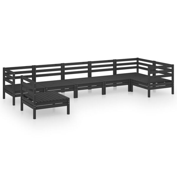 vidaXL Garden Lounge Set Black Solid Pine Wood Medium Modular