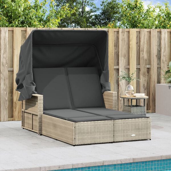 vidaXL Double Sun Lounger Light grey