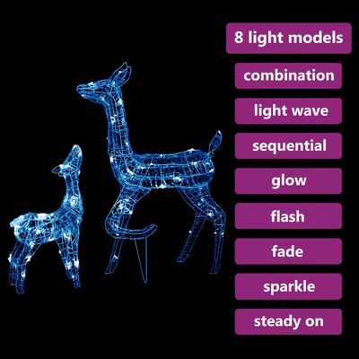 vidaXL Acrylic Reindeer Family Christmas Decoration 160 LED Blue