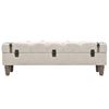 vidaXL Storage Bench Cream White Polyester, Fir wood, Engineered wood, Steel