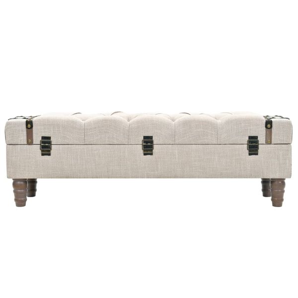 vidaXL Storage Bench Cream White Polyester, Fir wood, Engineered wood, Steel