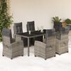 vidaXL Garden Dining Set Grey PE rattan Large Adjustable Footrests