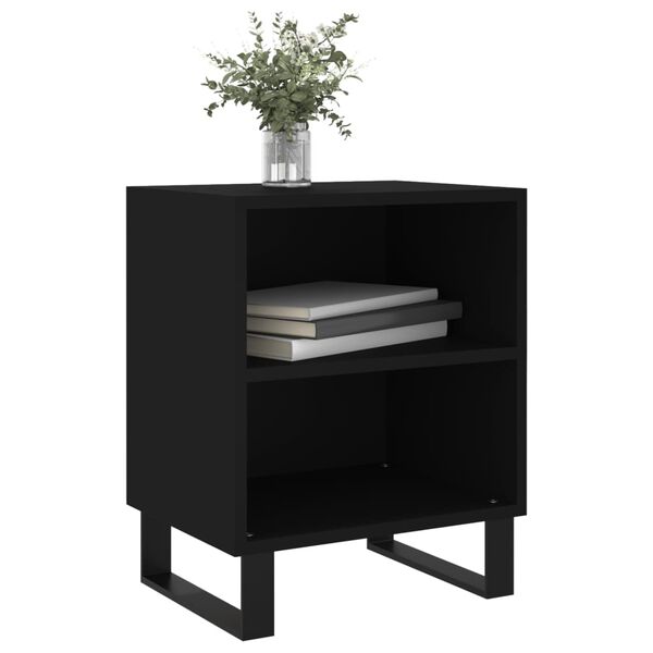 vidaXL Bedside Cabinet Set of 2 Black Engineered wood Medium