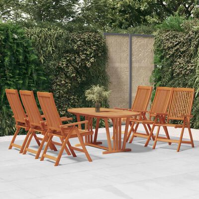 vidaXL 7 Piece Patio Dining Set Solid Wood Eucalyptus