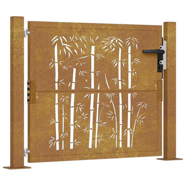 vidaXL Garden Gate 39.4x29.5" Corten Steel Bamboo Design