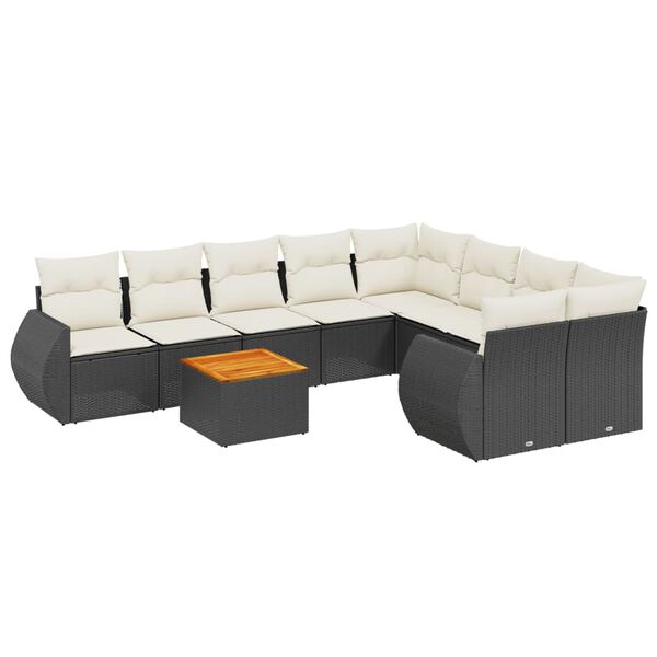vidaXL Garden Sofa Set Black, Cream White