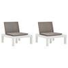 vidaXL Garden Lounge Chair Set of 2 White Plastic Medium Durable