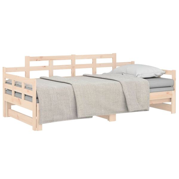 vidaXL Day Bed Natural Wood Solid pine wood Fits 31.5 x 79 in mattress