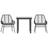 vidaXL Garden Dining Set Black Poly Rattan 2-seater