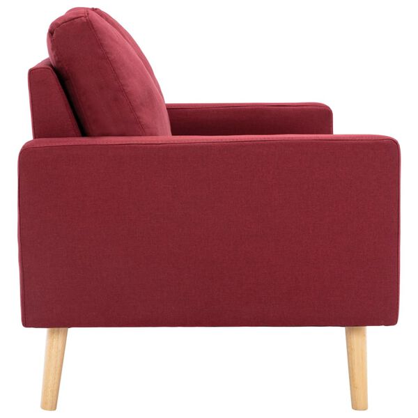 vidaXL Sofa Wine Red Fabric (100% polyester), solid pine wood, rubberwood