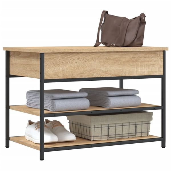 vidaXL Shoe Bench Sonoma oak Engineered wood, metal Medium