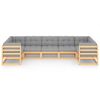vidaXL Garden Lounge Set Natural wood, Grey Solid pine wood, 100% polyester