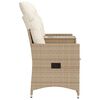 vidaXL Reclining Garden Sofa Beige PE rattan Two-Seater