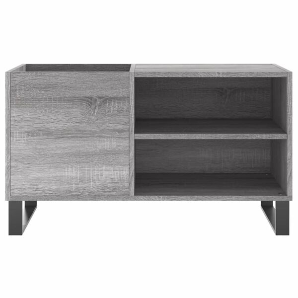 vidaXL Record Cabinet Grey Sonoma Engineered Wood, Iron Medium