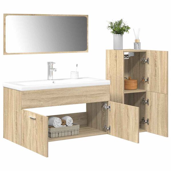 vidaXL Bathroom Furniture Set Sonoma oak Engineered wood Medium