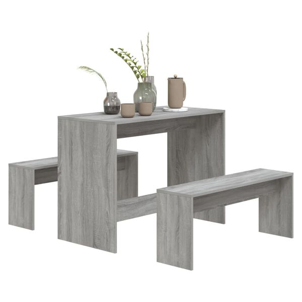 vidaXL Dining Set Grey Sonoma Engineered Wood Medium Seats Four