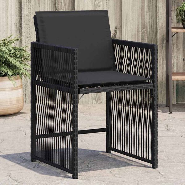 vidaXL Garden Chair Set of 4 Black PE rattan Medium Foldable