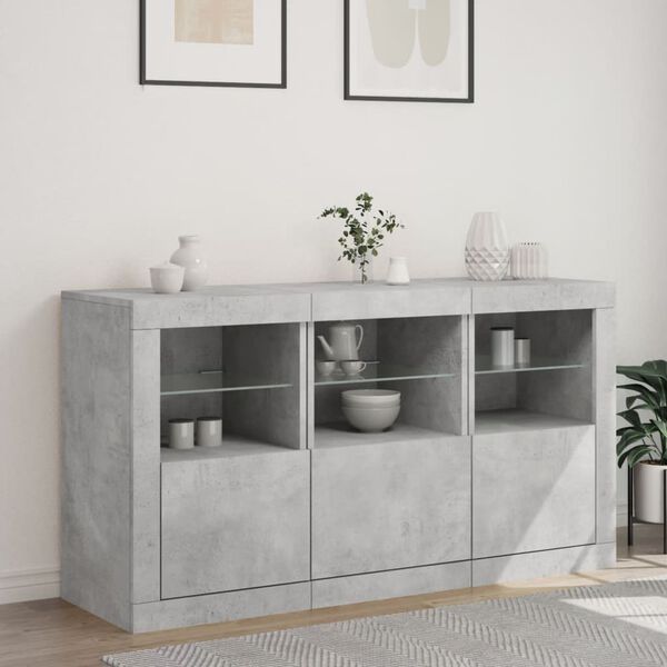 vidaXL Sideboard Concrete grey Engineered wood, glass