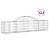vidaXL Gabion Basket Set of 15 Silver Galvanized Iron Large Durable