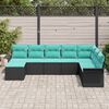 vidaXL Garden Sofa Set with Cushion 8 pcs Black Poly rattan