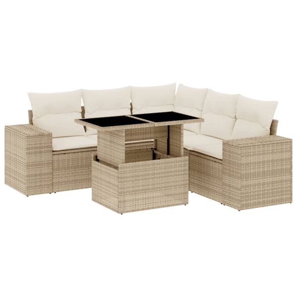 vidaXL Garden Sofa Set Beige, Cream white PE rattan Large Modular