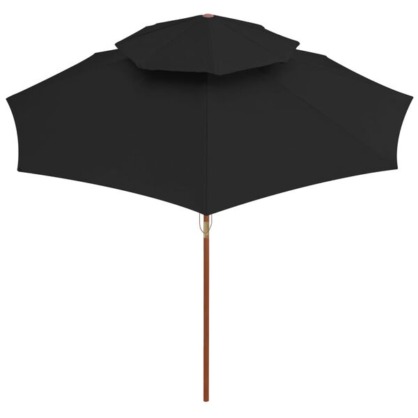 vidaXL Garden Parasol Black Fabric, Laminated bamboo, Hardwood Large