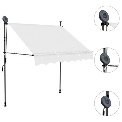 vidaXL Manual Retractable Awning with LED 39.4" Cream