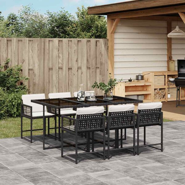 vidaXL Garden Dining Set Black