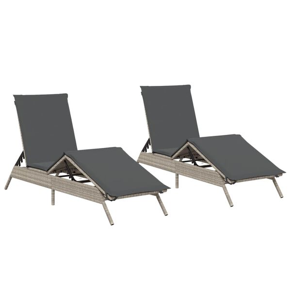 vidaXL Sun Lounger Light Grey PE rattan, powder-coated steel Standard