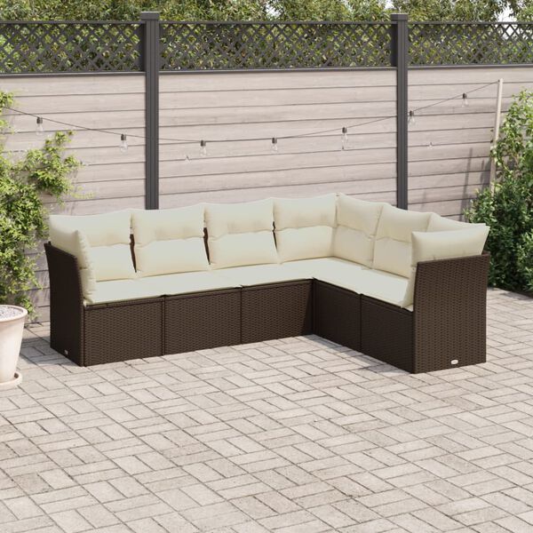 vidaXL Garden Sofa Set Brown PE rattan Large Adjustable Feet