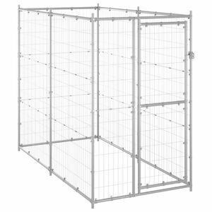 vidaXL Dog Kennel Silver Galvanized steel 43.3x86.6x70.9 in Durable