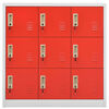 vidaXL Locker Cabinet Set of 5 Light Grey and Red Steel Standard