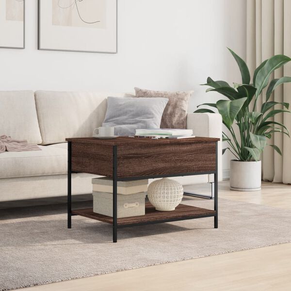 vidaXL Coffee Table Brown Oak 27.6"x19.7"x19.7" Engineered Wood and Metal
