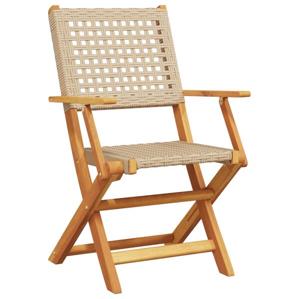 vidaXL Bistro Set Beige Solid Acacia wood with an oil finish, PE rattan