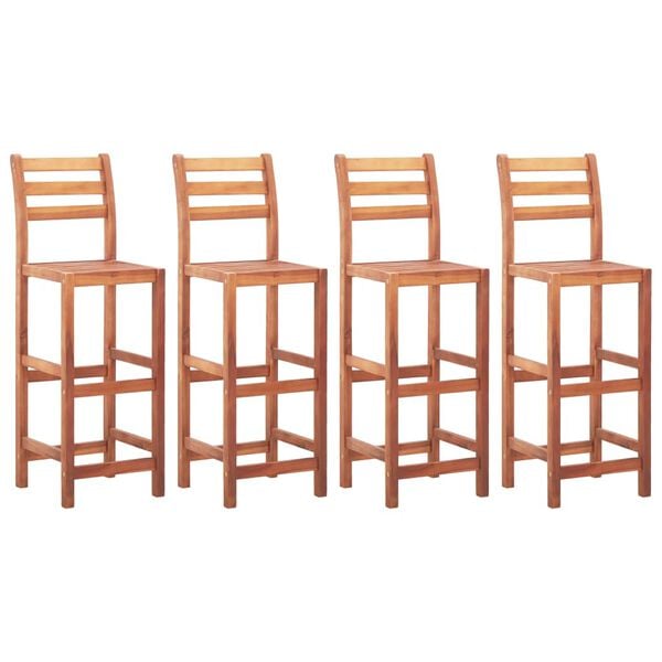vidaXL Bar Chair Set of 4 Natural wood Solid Acacia wood Medium