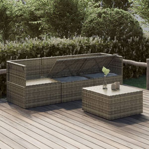 vidaXL Garden Lounge Set Grey PE rattan Modular, Sectional