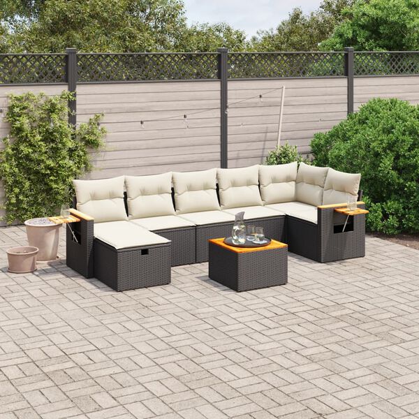 vidaXL Garden Sofa Set Black and Cream White