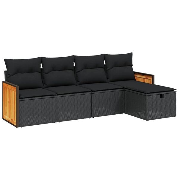 vidaXL Garden Sofa Set Black