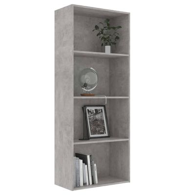 vidaXL 4-Tier Book Cabinet Concrete Gray 23.6"x11.8"x59.6" Chipboard