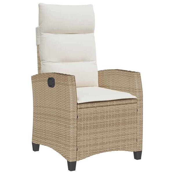 vidaXL Reclining Garden Chair Beige PE rattan Standard