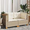 vidaXL Garden Sofa Set of 2 Beige PE rattan Medium Modular