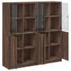 vidaXL Bookcase Brown Oak Engineered Wood Medium Doors Bookcase