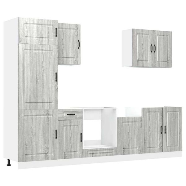 vidaXL Kitchen Cabinet Set Gray Sonoma Engineered wood Large