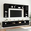 vidaXL 8 Piece TV Wall Stand Set with LED Lights Black