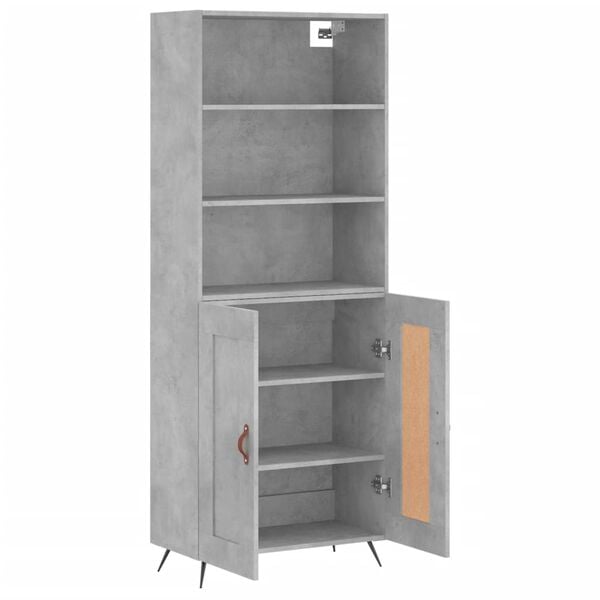 vidaXL Highboard Concrete grey Engineered wood and metal Large Highboard