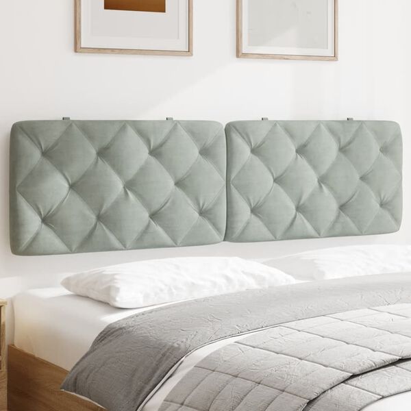 vidaXL Headboard Cushion Light Grey Velvet (100% polyester), Foam 72 in