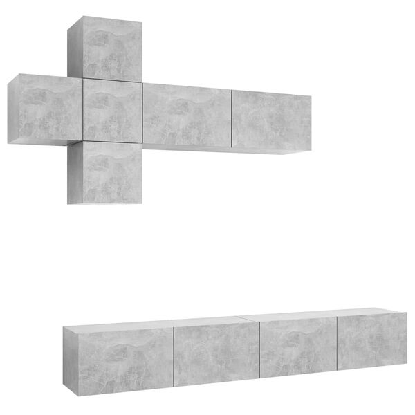 vidaXL 7 Piece TV Stand Set Concrete Gray Engineered Wood