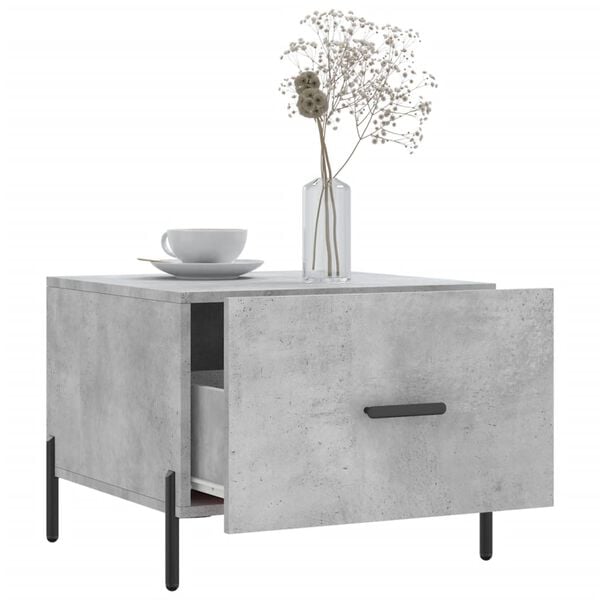 vidaXL Coffee Table Concrete grey Engineered Wood, Iron 19.7x19.7x15.7 in